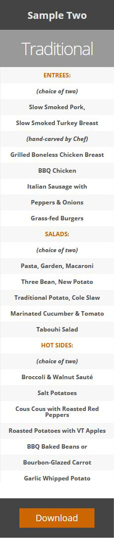 catering menus samples