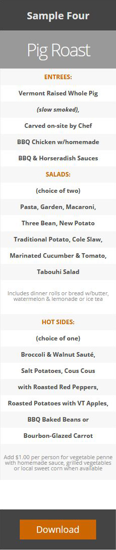 catering menus samples