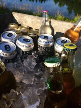 chilled beers in ice