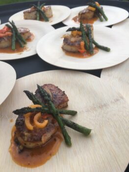 seared scallops with roasted vegetables