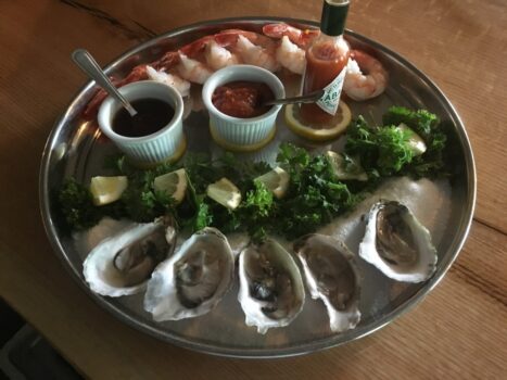 oysters and shrimp platter