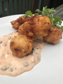 fried hors d'oeuvre with dipping sauce